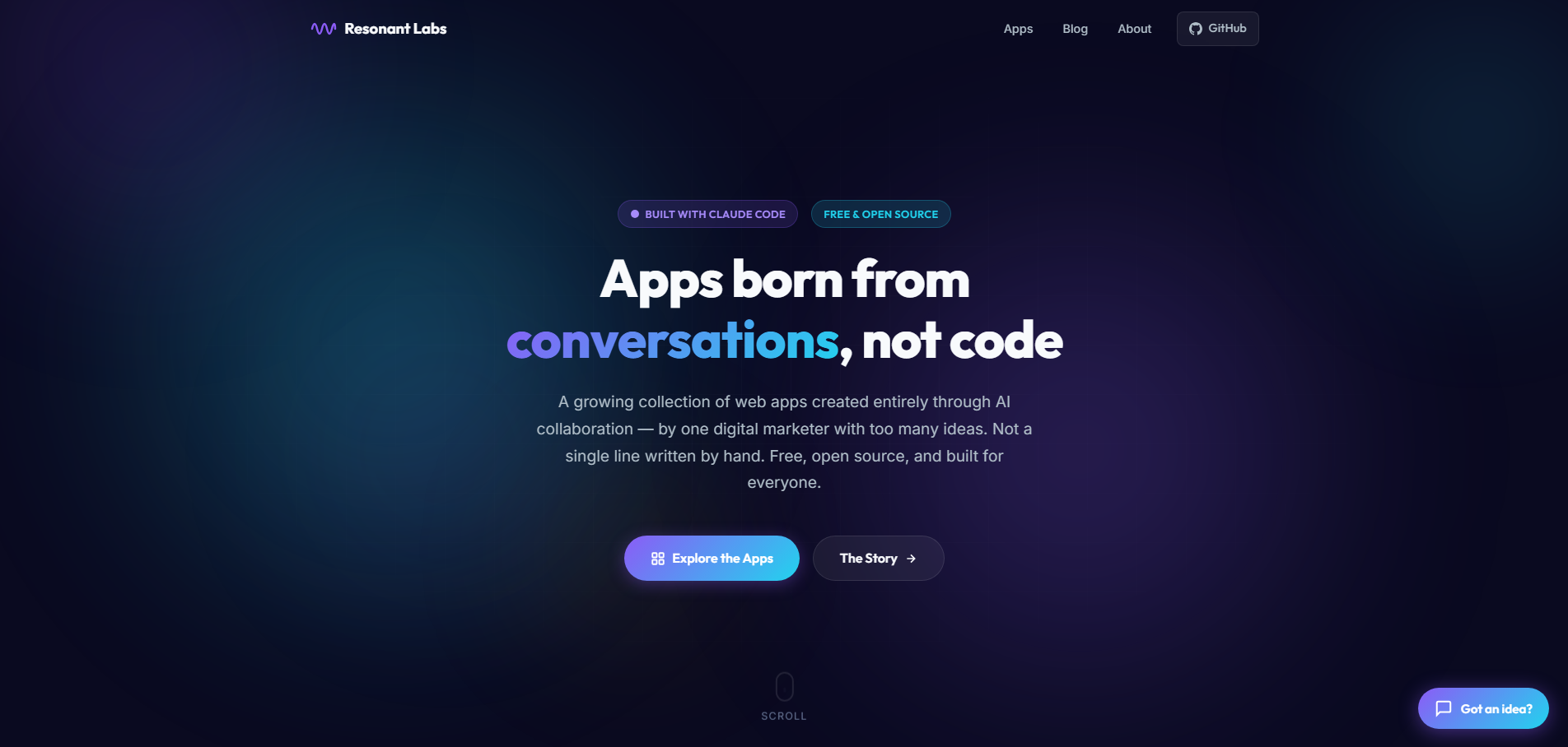 Resonant Labs website screenshot